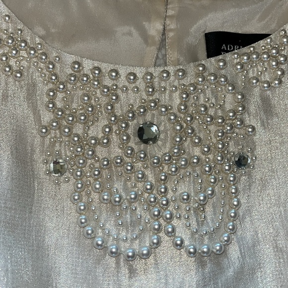 Adrianna Papell Ivory Sleeves Tiered Ruffles Mini Dress with Embellishme… - Picture 5 of 14